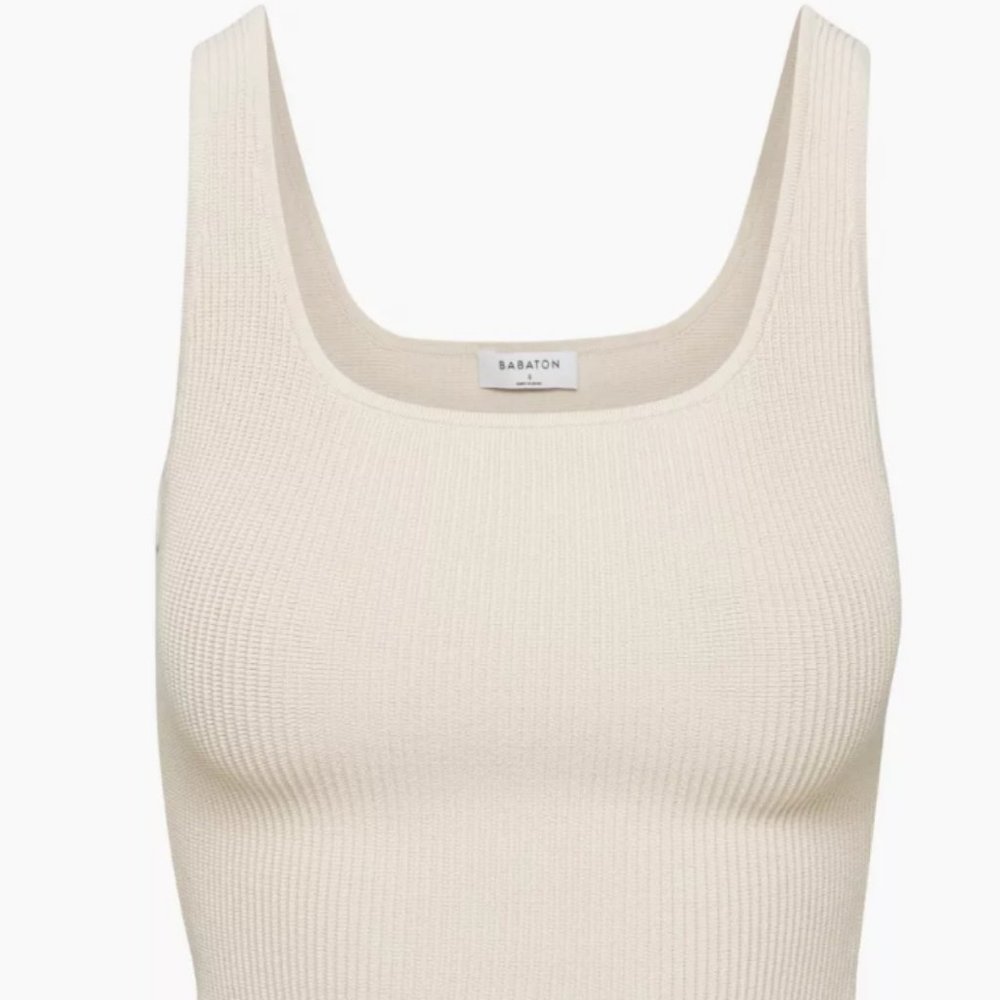 Sculpt Knit Squareneck Tank - Matte Pearl - Size Small